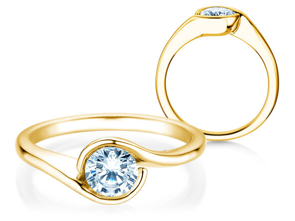 Engagement ring Touch in 9K yellow gold with diamond 0.75ct H/SI