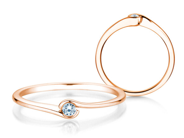 Engagement ring Touch in 18K rosé gold with diamond 0.04ct G/SI