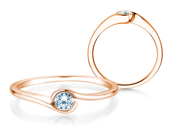 Engagement ring Touch in 9K rosé gold with diamond 0.13ct G/SI