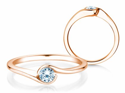 Engagement ring Touch in 14K rosé gold with diamond 0.30ct G/SI