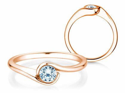 Engagement ring Touch in 14K rosé gold with diamond 0.50ct H/SI