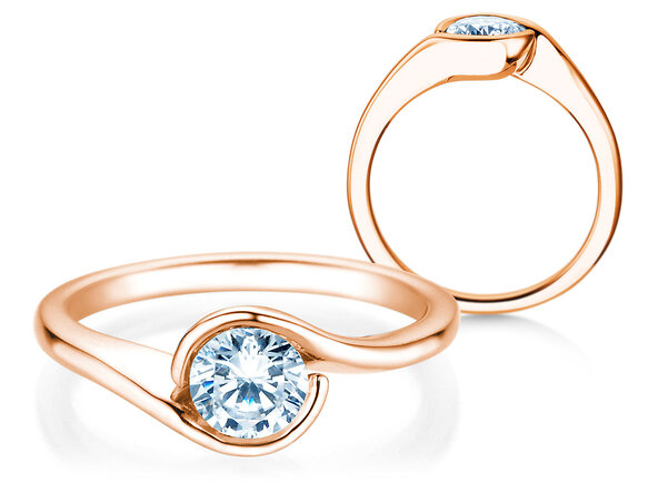 Engagement ring Touch in 9K rosé gold with diamond 0.75ct G/SI