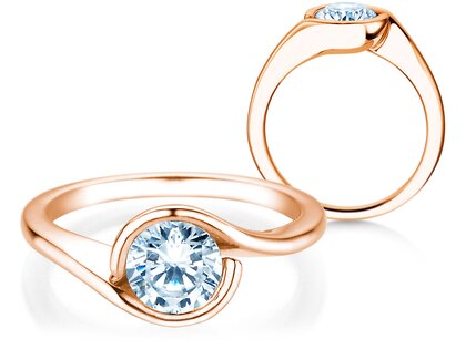 Engagement ring Touch in 9K rosé gold with lab-grown diamond 1.00ct E/VS