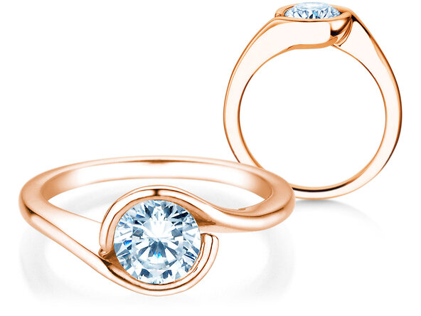 Engagement ring Touch in 9K rosé gold with lab-grown diamond 1.00ct E/VS