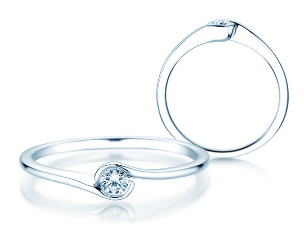 Engagement ring Touch in 14K white gold with diamond 0.08ct D/IF