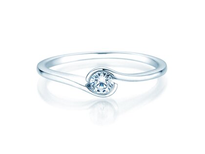 Engagement ring Touch in 9K white gold with diamond 0.13ct G/SI