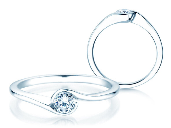 Engagement ring Touch in 18K white gold with diamond 0.23ct D/IF