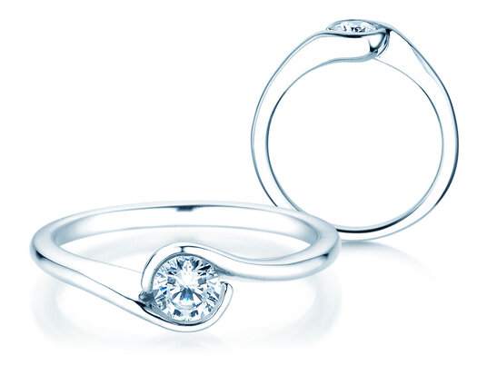 Engagement ring Touch in 9K white gold with diamond 0.50ct H/SI