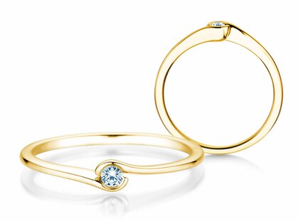Engagement ring Touch in 18K yellow gold with diamond 0.04ct G/SI