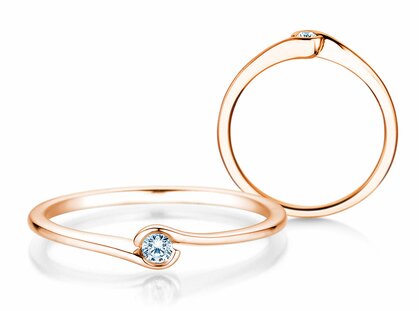Engagement ring Touch in 18K rosé gold with diamond 0.04ct G/SI