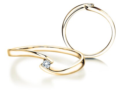Engagement ring Twist Petite in 14K yellow gold with diamond 0.04ct G/SI