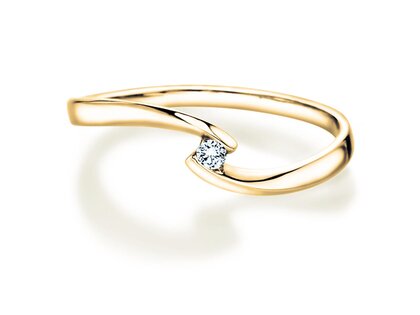 Engagement ring Twist Petite in 14K yellow gold with diamond 0.04ct G/SI