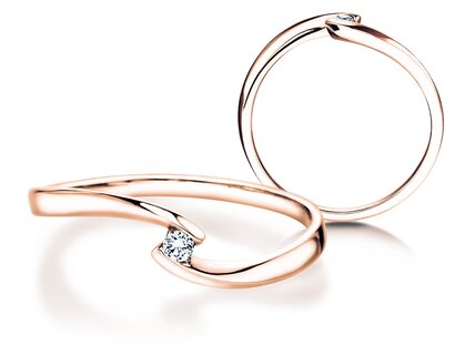 Engagement ring Twist Petite in 14K rosé gold with diamond 0.04ct G/SI
