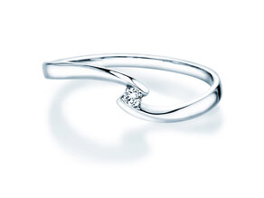 Engagement ring Twist Petite in 14K white gold with diamond 0.04ct G/SI