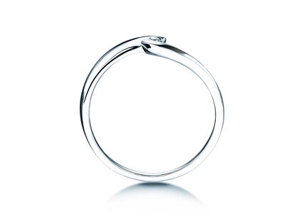 Engagement ring Twist Petite in 14K white gold with diamond 0.04ct G/SI