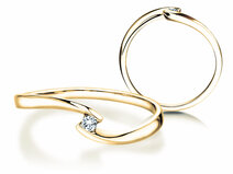 Engagement ring Twist Petite in 14K yellow gold with diamond 0.04ct G/SI