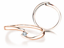 Engagement ring Twist Petite in 14K rosé gold with diamond 0.04ct G/SI