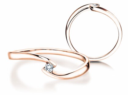 Engagement ring Twist Petite in 14K rosé gold with diamond 0.04ct