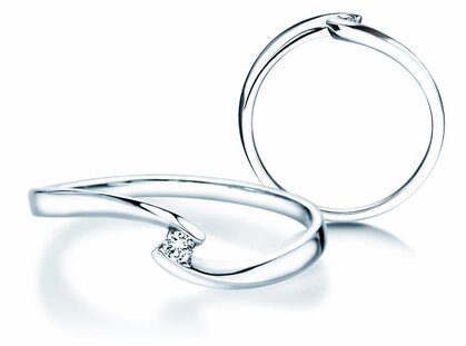 Engagement ring Twist Petite in 14K white gold with diamond 0.04ct
