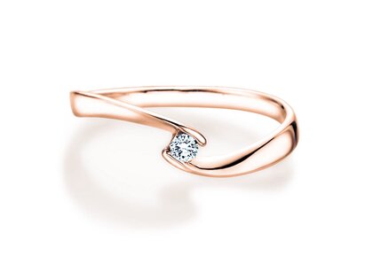 Engagement ring Twist Petite in 14K rosé gold with diamond 0.06ct G/SI