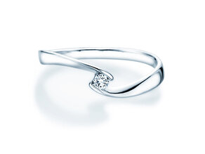 Engagement ring Twist Petite in 14K white gold with diamond 0.06ct G/SI