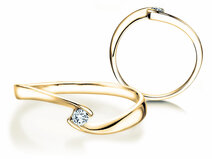 Engagement ring Twist Petite in 14K yellow gold with diamond 0.06ct G/SI
