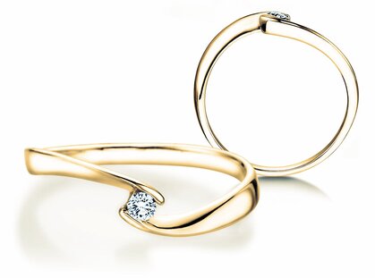 Engagement ring Twist Petite in 14K yellow gold with diamond 0.06ct