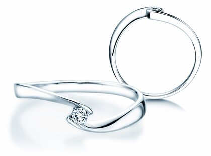 Engagement ring Twist Petite in 14K white gold with diamond 0.06ct