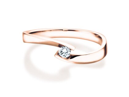 Engagement ring Twist Petite in 14K rosé gold with diamond 0.09ct G/SI