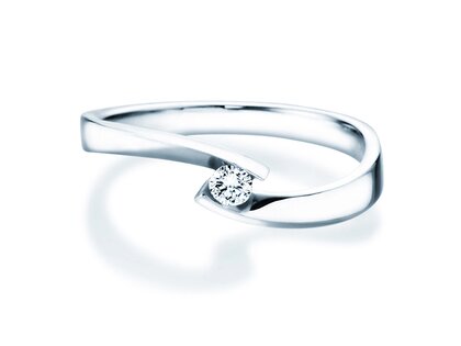 Engagement ring Twist Petite in 14K white gold with diamond 0.09ct G/SI