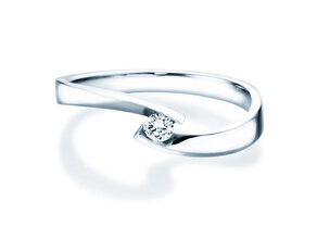 Engagement ring Twist Petite in 14K white gold with diamond 0.09ct G/SI