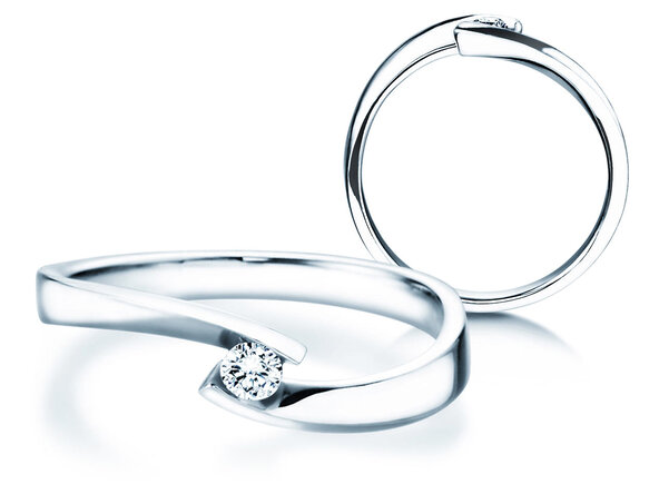 Engagement ring Twist Petite in 14K white gold with diamond 0.09ct G/SI
