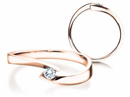 Engagement ring Twist Petite in 14K rosé gold with diamond 0.09ct G/SI