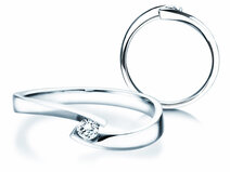 Engagement ring Twist Petite in 14K white gold with diamond 0.09ct G/SI