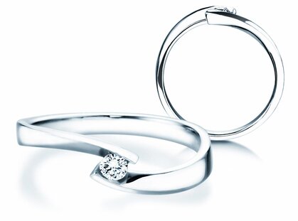 Engagement ring Twist Petite in 14K white gold with diamond 0.09ct