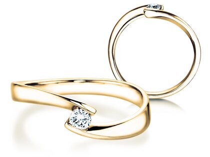 Engagement ring Twist Petite in 14K yellow gold with diamond 0.13ct G/SI