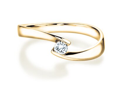 Engagement ring Twist Petite in 14K yellow gold with diamond 0.13ct G/SI