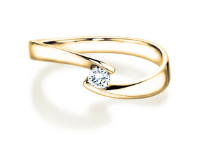 Engagement ring Twist Petite in 14K yellow gold with diamond 0.13ct G/SI