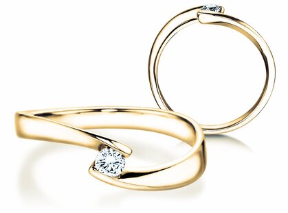 Engagement ring Twist Petite in 14K yellow gold with diamond 0.13ct