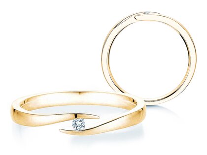 Engagement ring Twist in 18K yellow gold with diamond 0.03ct H/SI