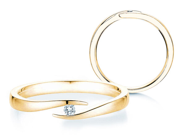 Engagement ring Twist in 18K yellow gold with diamond 0.03ct H/SI