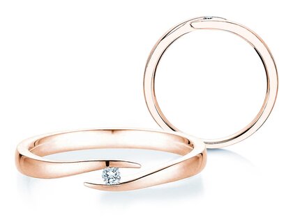Engagement ring Twist in 9K rosé gold with diamond 0.03ct G/SI