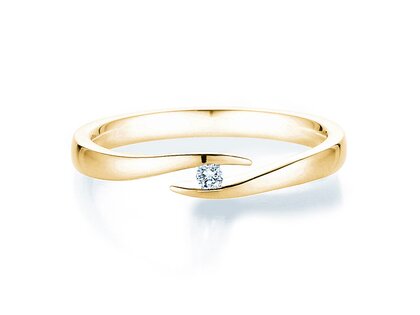 Engagement ring Twist in 18K yellow gold with diamond 0.03ct H/SI