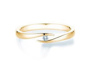 Engagement ring Twist in 18K yellow gold with diamond 0.03ct H/SI