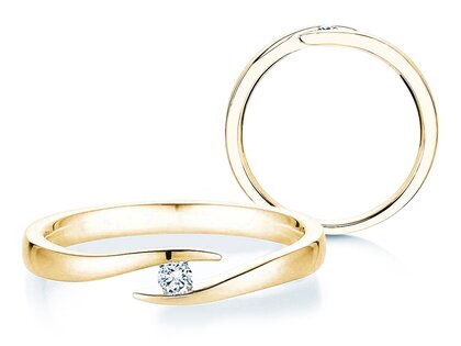 Engagement ring Twist in 14K yellow gold with diamond 0.05ct G/SI