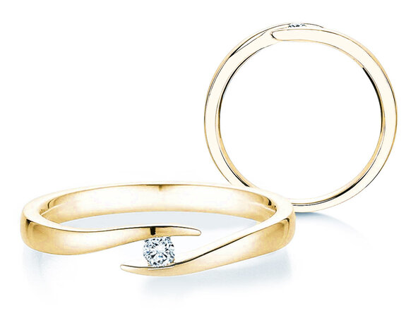 Engagement ring Twist in 14K yellow gold with diamond 0.05ct G/SI
