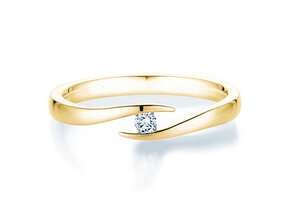 Engagement ring Twist in 14K yellow gold with diamond 0.05ct G/SI