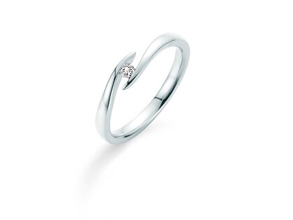Engagement ring Twist in 14K white gold with diamond 0.05ct G/SI