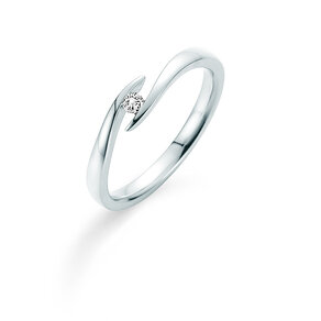 Engagement ring Twist in 14K white gold with diamond 0.05ct G/SI