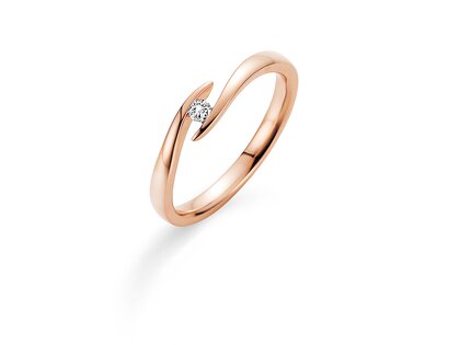 Engagement ring Twist in 14K rosé gold with diamond 0.07ct G/SI